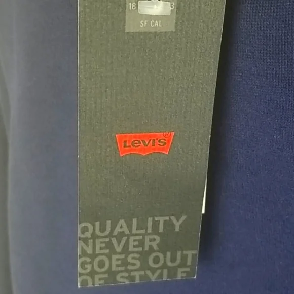 Levi's Navy Blue Crew Sweatshirt White Piping Sleeve, Women's Size L - Picture 3 of 6